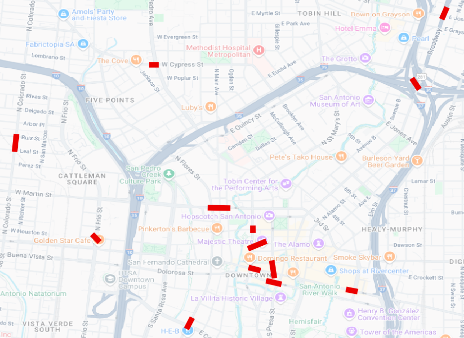 Pedestrian crash corridors map