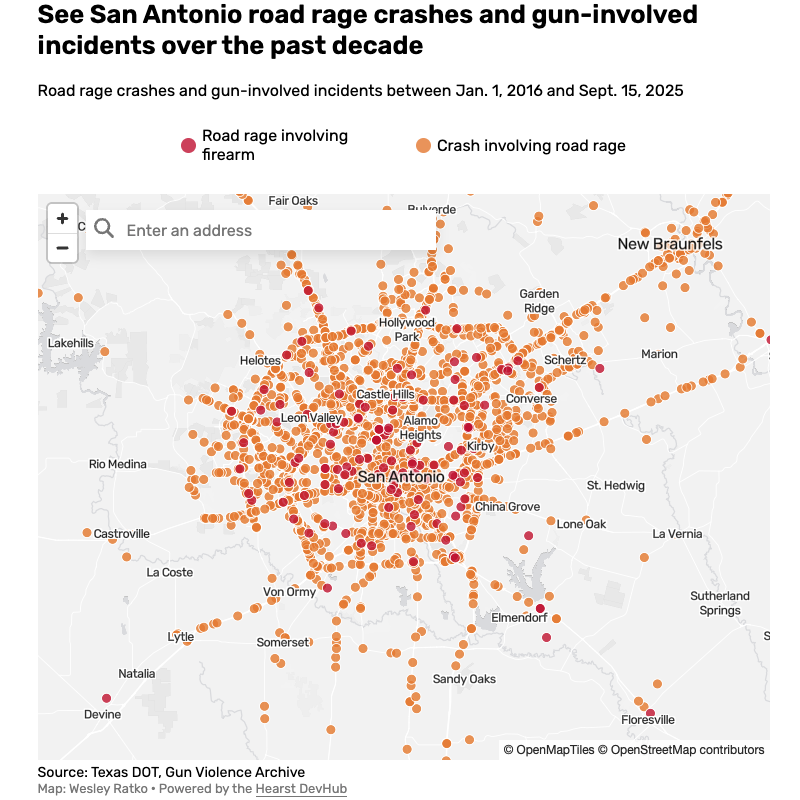 Road rage incidents map